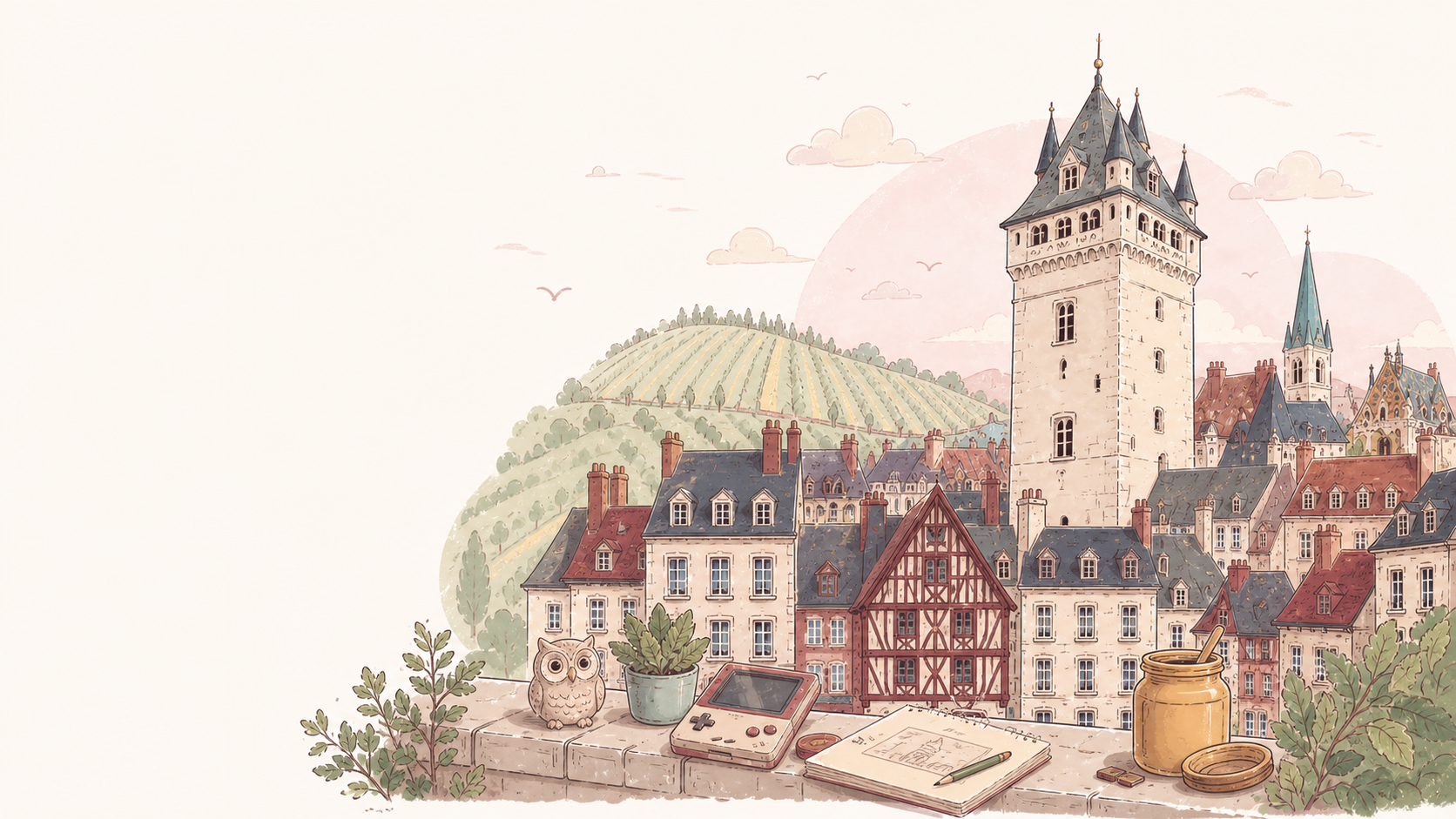 Illustration de Dijon et de la Bourgogne, camp de base de Yunogames Studio