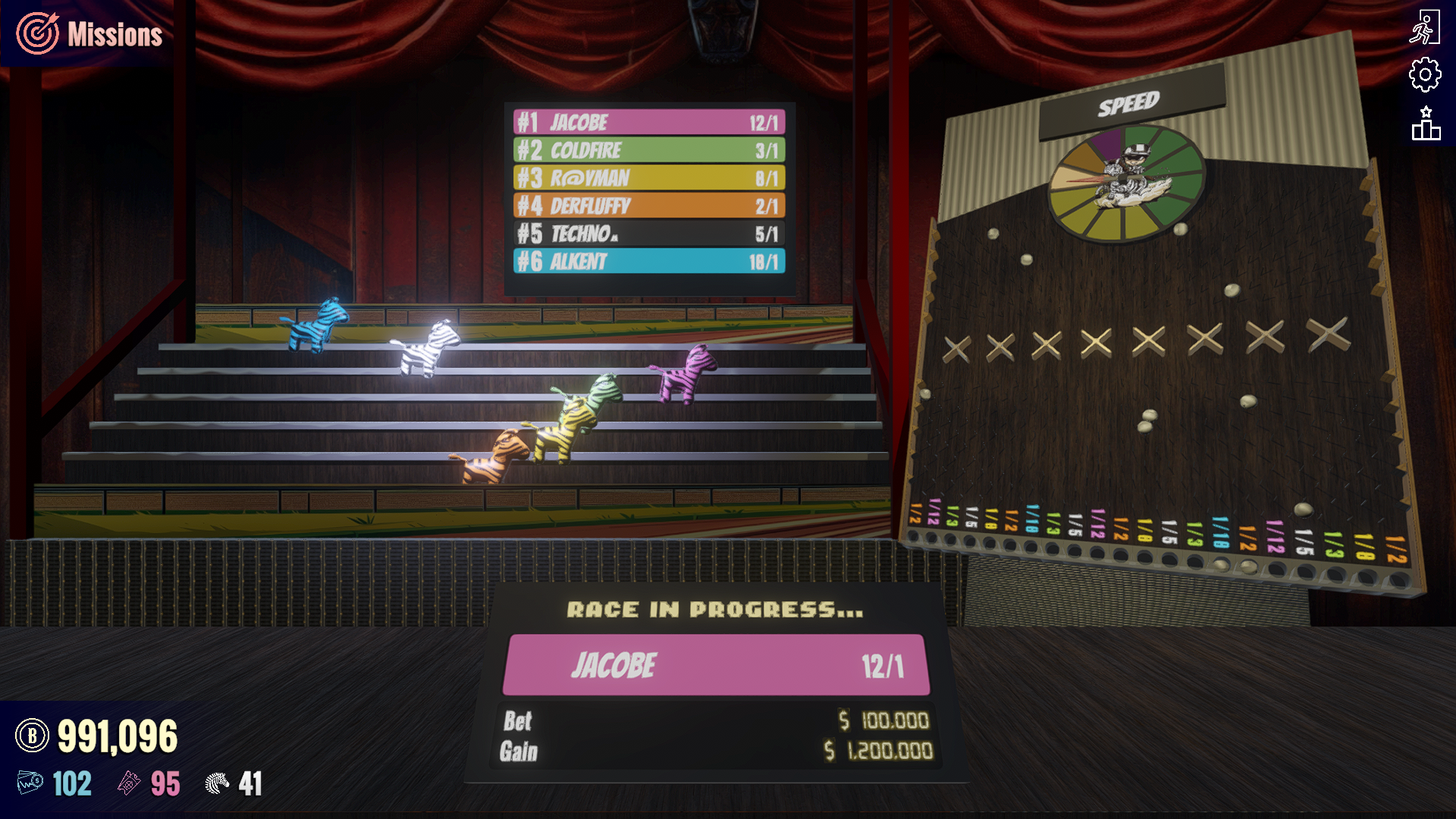 Seconde course de zebres dans Funfair Billionaire