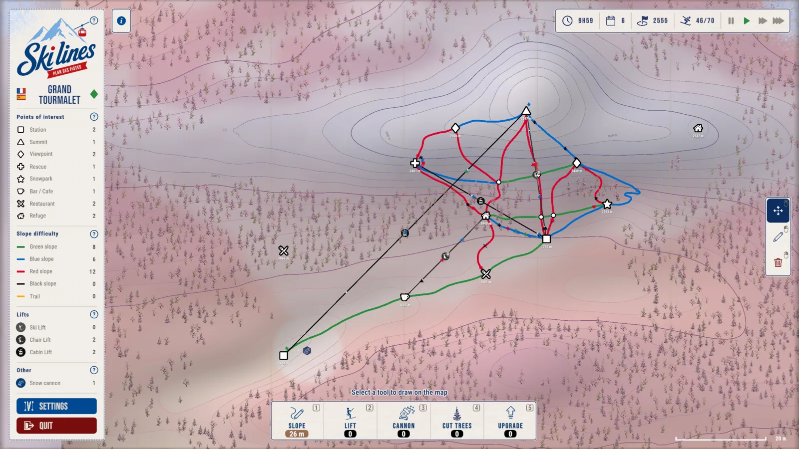 Carte Grand Tourmalet Ski Lines