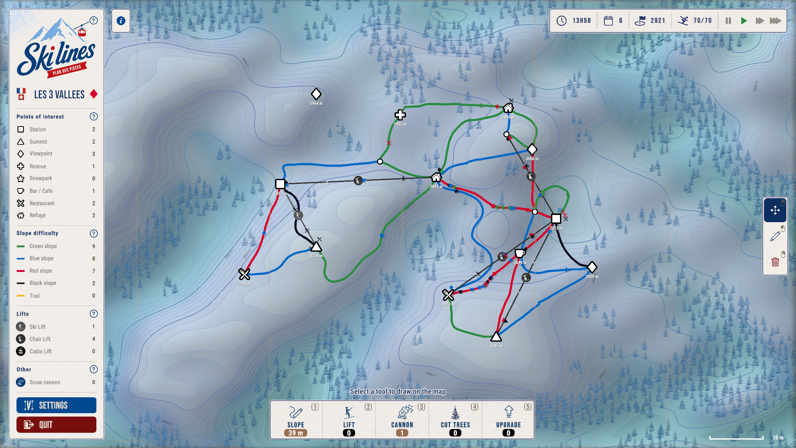 Carte 3 Vallees Ski Lines