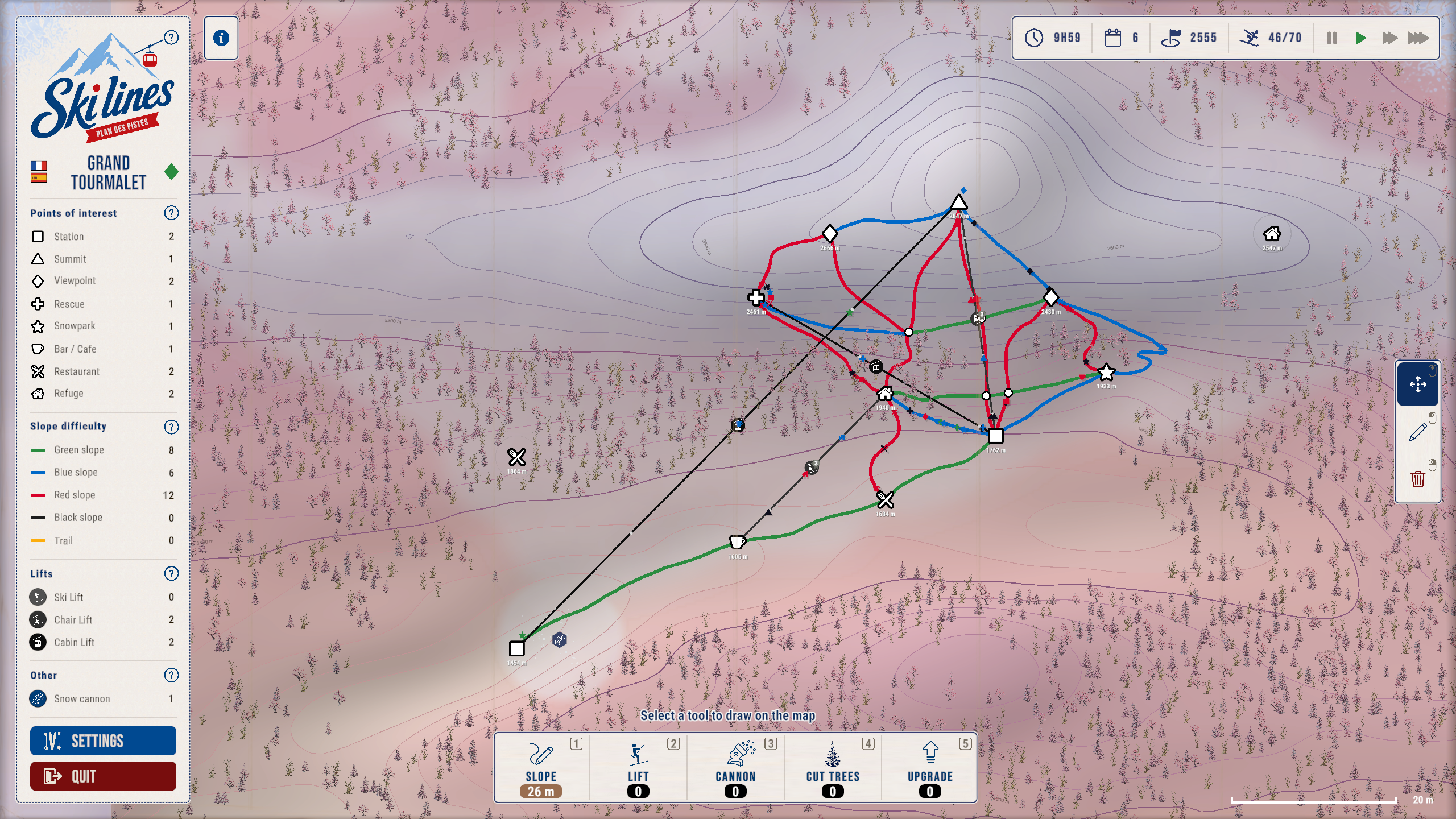 Carte Grand Tourmalet Ski Lines